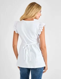Maternity Pure Cotton Broderie V-Neck Blouse
