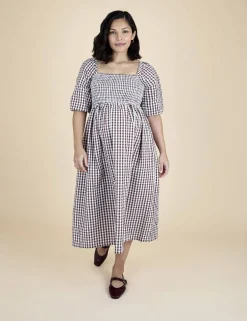 Maternity Pure Cotton Gingham Midi Dress