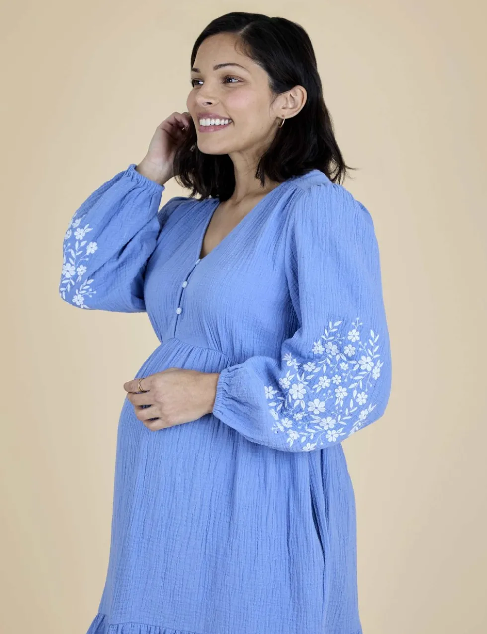 Maternity Pure Cotton Mini Smock Dress