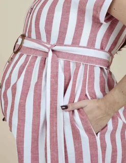 Maternity Pure Cotton Striped Midi Dress