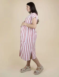 Maternity Pure Cotton Striped Midi Dress