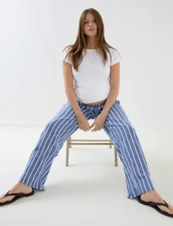 Maternity Pure Cotton Striped Trousers