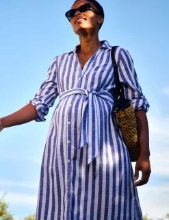 Maternity Pure Cotton Striped Shirt Dress