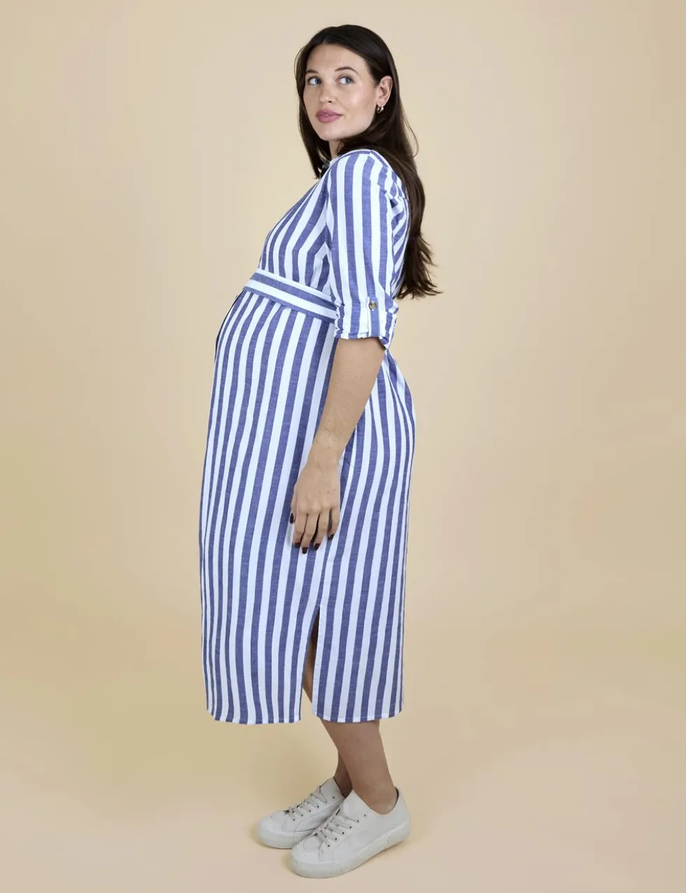 Maternity Pure Cotton Striped Shirt Dress