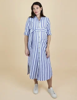 Maternity Pure Cotton Striped Shirt Dress