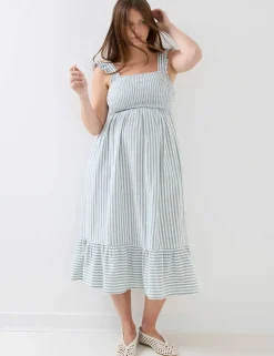 Maternity Pure Cotton Striped Midi Dress