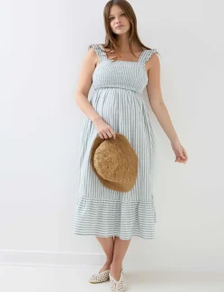 Maternity Pure Cotton Striped Midi Dress