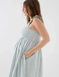 Maternity Pure Cotton Striped Midi Dress