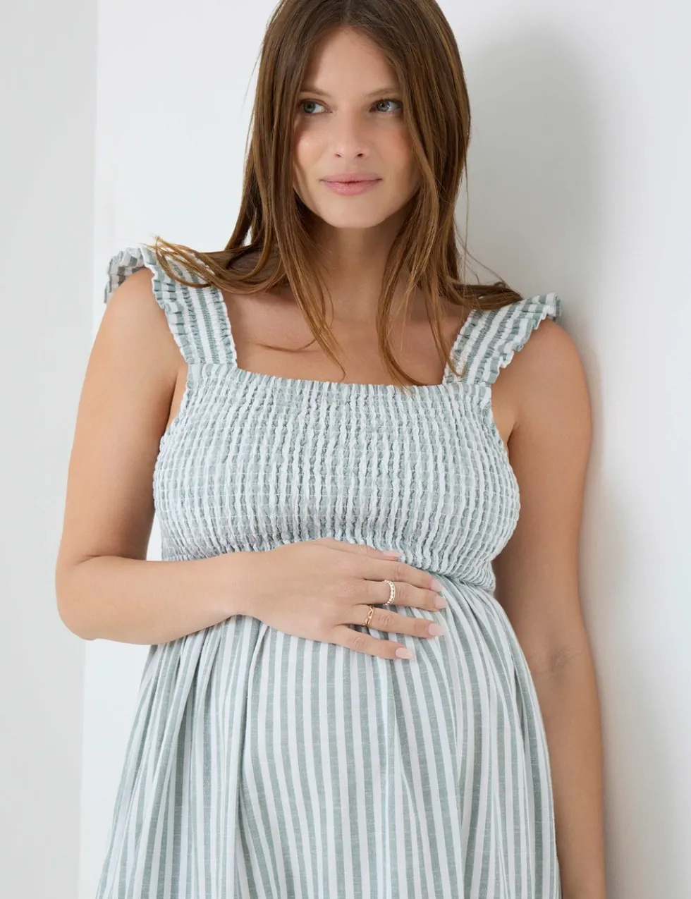 Maternity Pure Cotton Striped Midi Dress