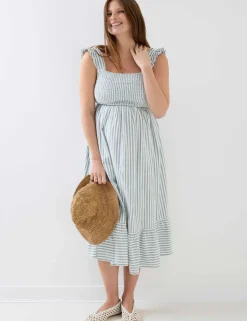Maternity Pure Cotton Striped Midi Dress