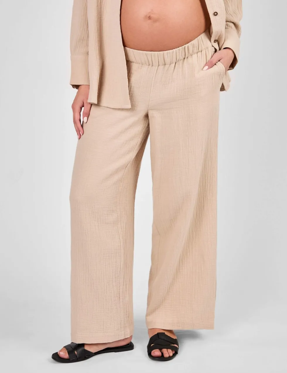 Maternity Pure Cotton Textured Trousers