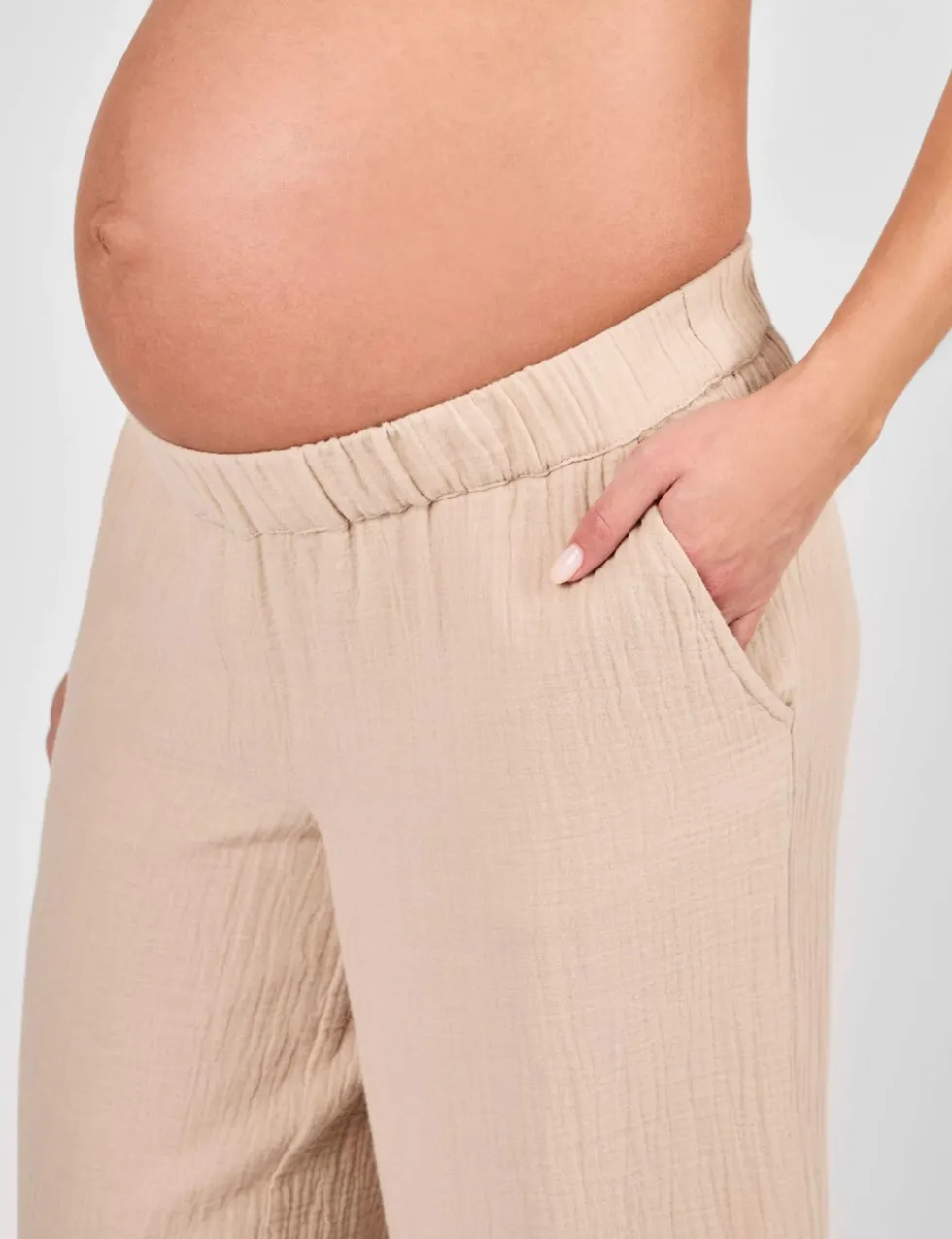 Maternity Pure Cotton Textured Trousers
