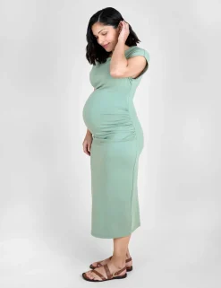 Maternity Ruched Midi Bodycon Dress