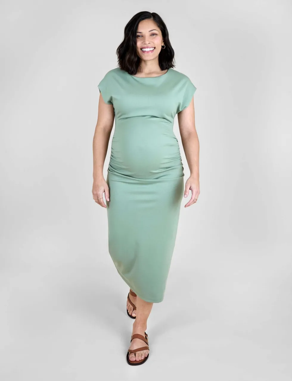 Maternity Ruched Midi Bodycon Dress
