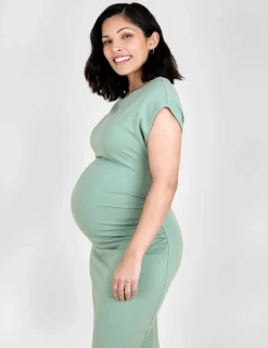 Maternity Ruched Midi Bodycon Dress