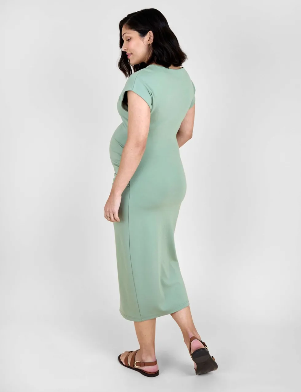 Maternity Ruched Midi Bodycon Dress