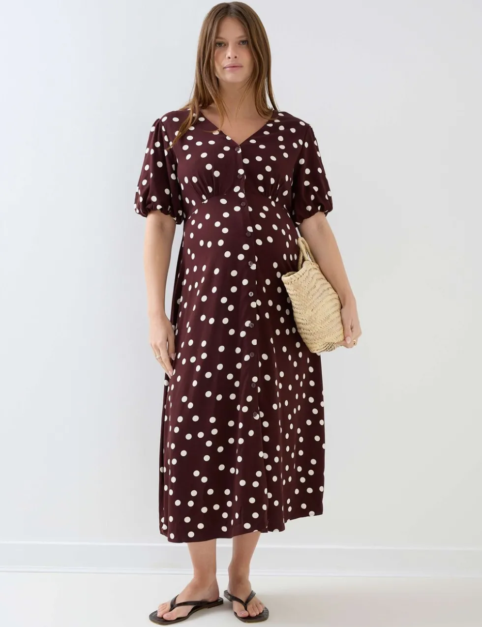 Maternity Spot Print Midi Dress