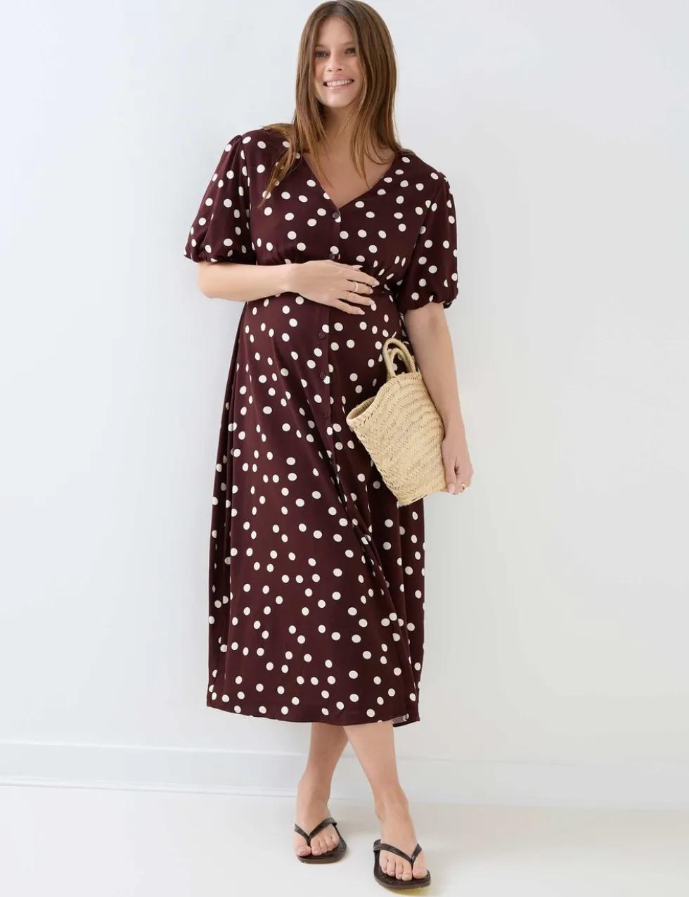Maternity Spot Print Midi Dress