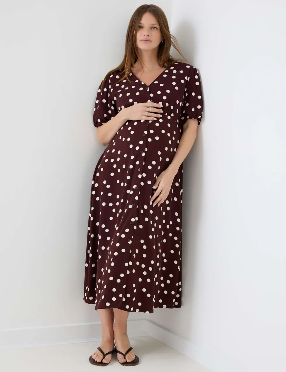 Maternity Spot Print Midi Dress