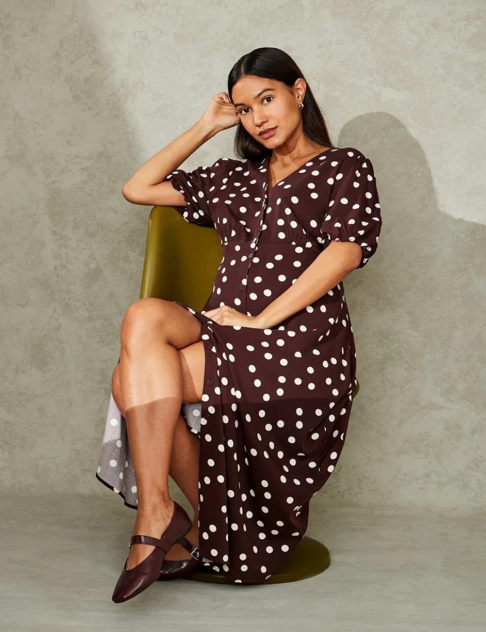 Maternity Spot Print Midi Dress