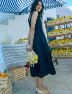 Matira Pure Cotton Shirred Midi Dress