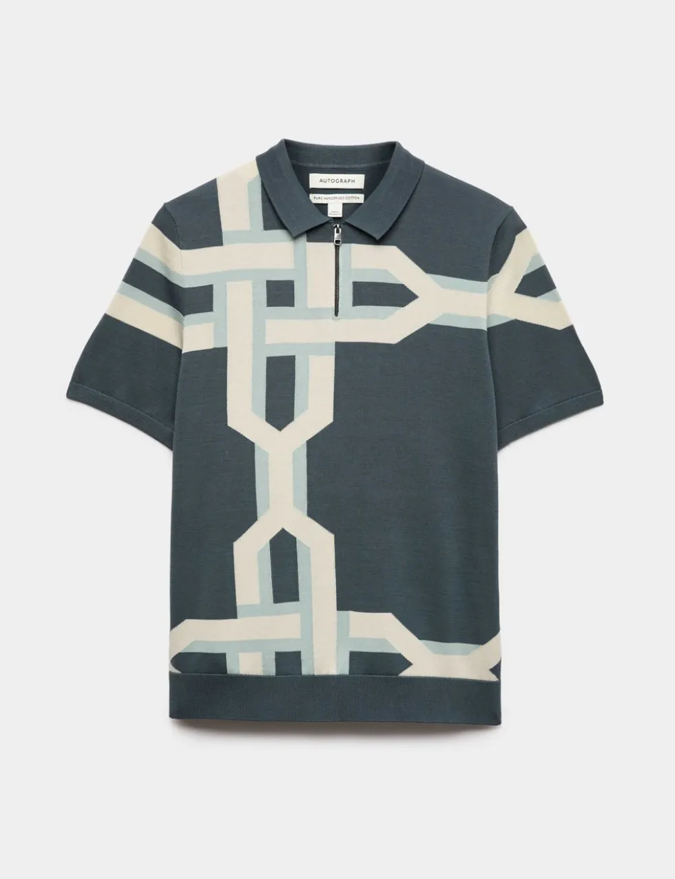 Mercerised Cotton Chain Print Knit Polo