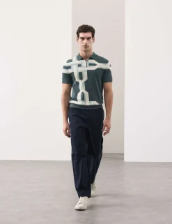 Mercerised Cotton Chain Print Knit Polo