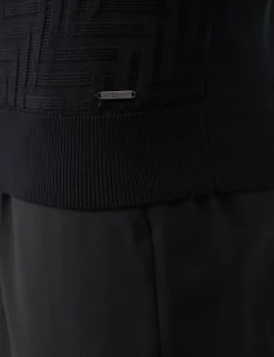 Mercerised Cotton Geometric Half Zip Polo
