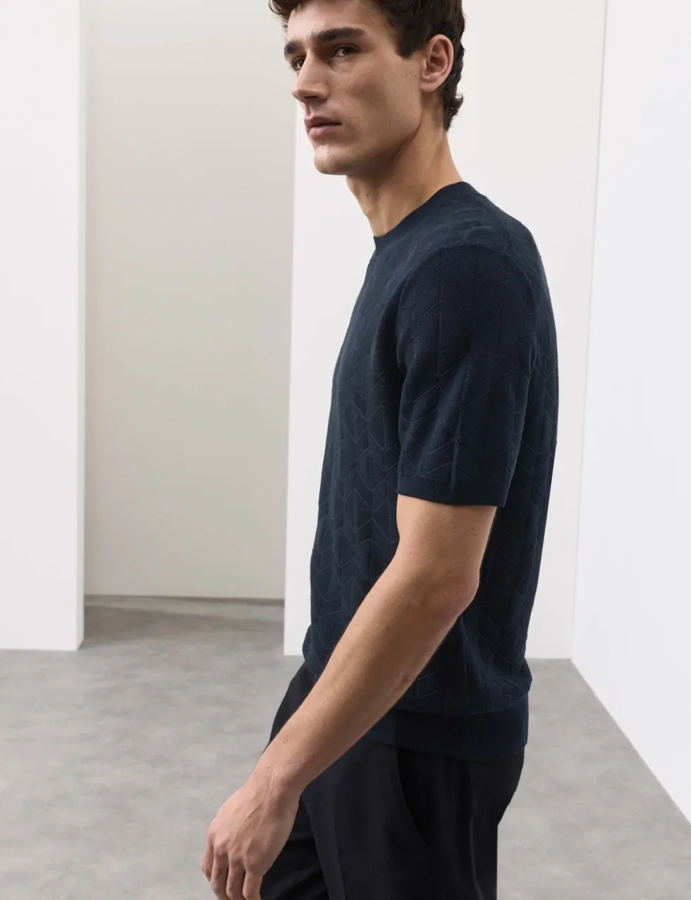 Mercerised Cotton Geometric Knitted T-shirt