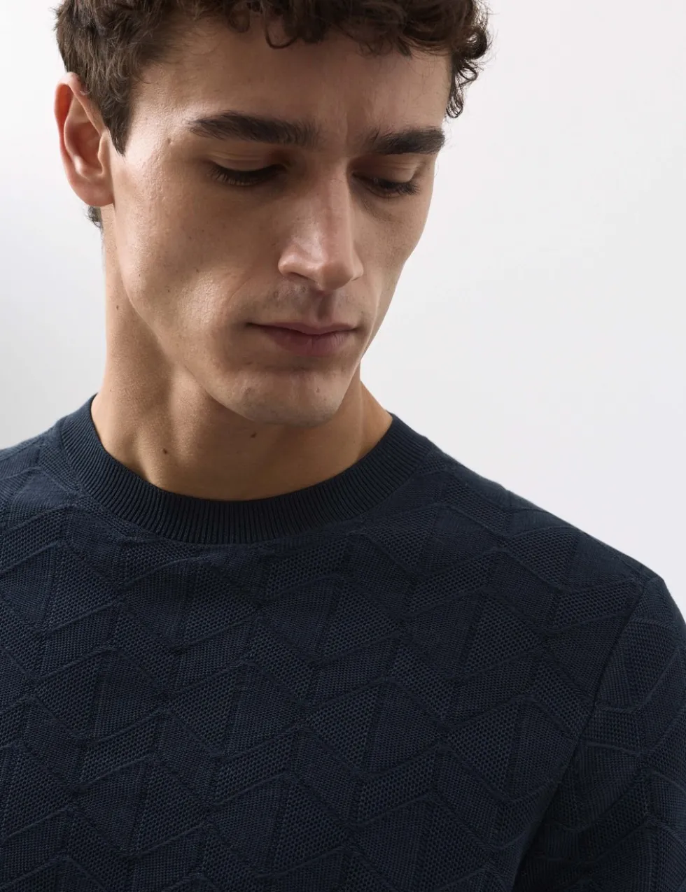 Mercerised Cotton Geometric Knitted T-shirt