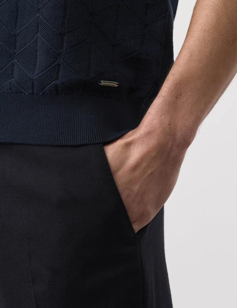 Mercerised Cotton Geometric Knitted T-shirt