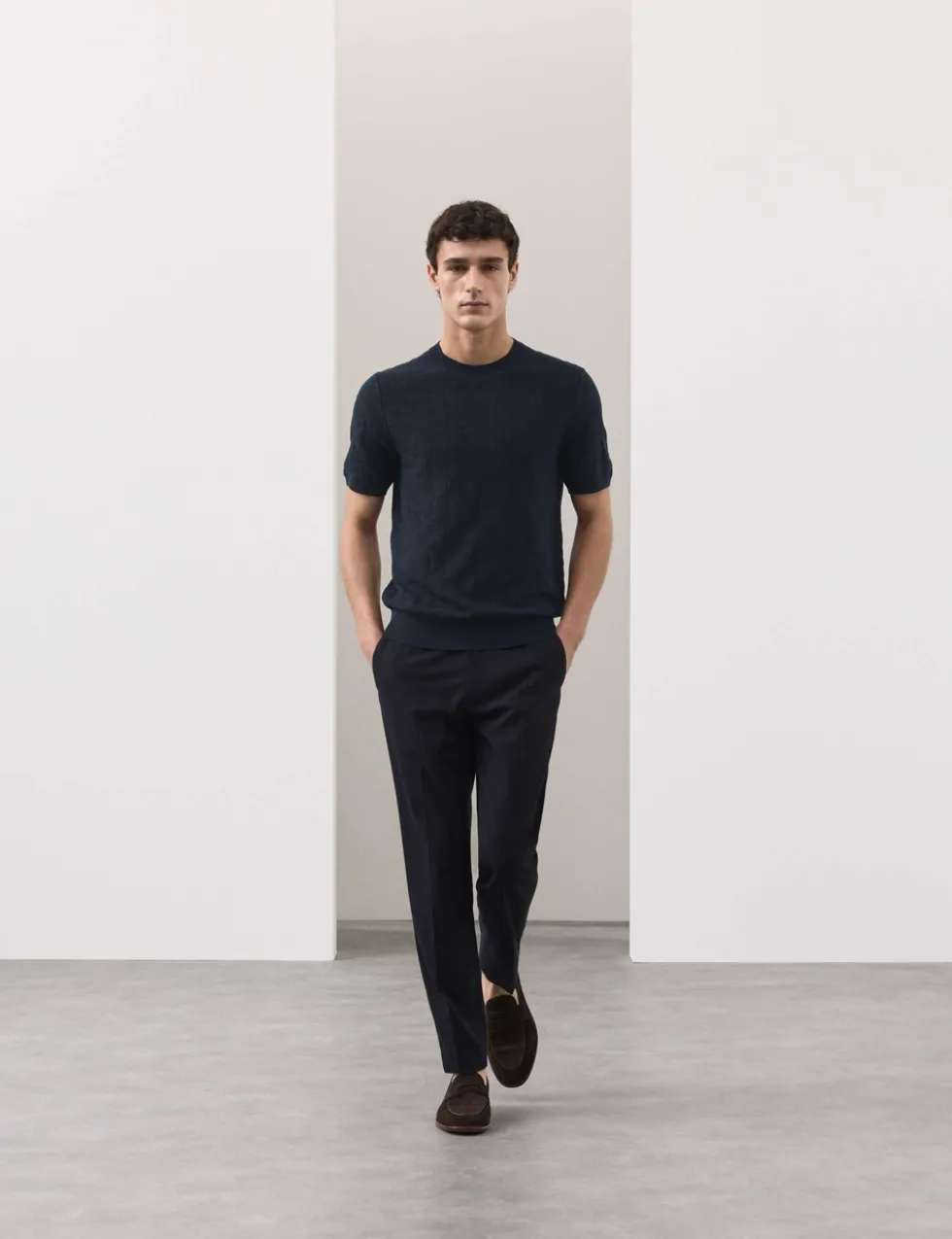 Mercerised Cotton Geometric Knitted T-shirt