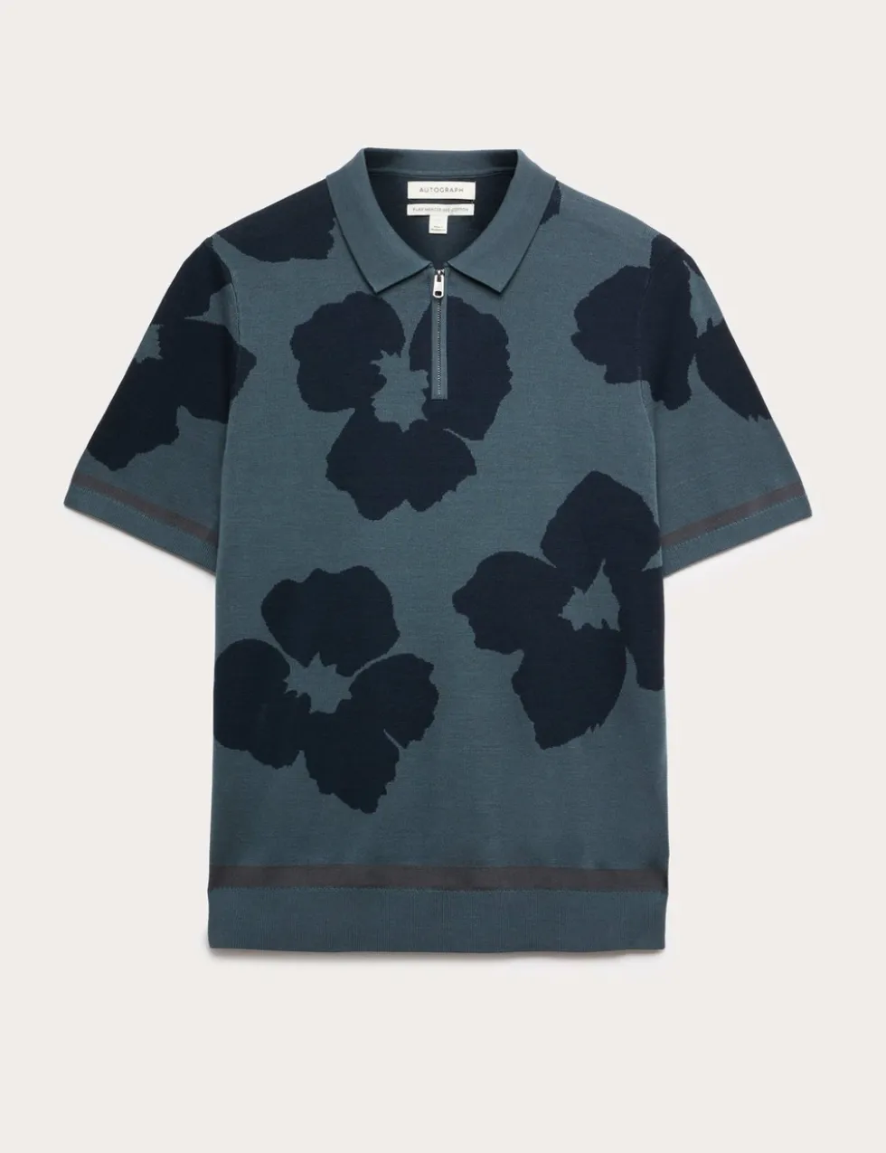 Mercerised Cotton Half Zip Knitted Polo Shirt