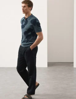 Mercerised Cotton Half Zip Knitted Polo Shirt