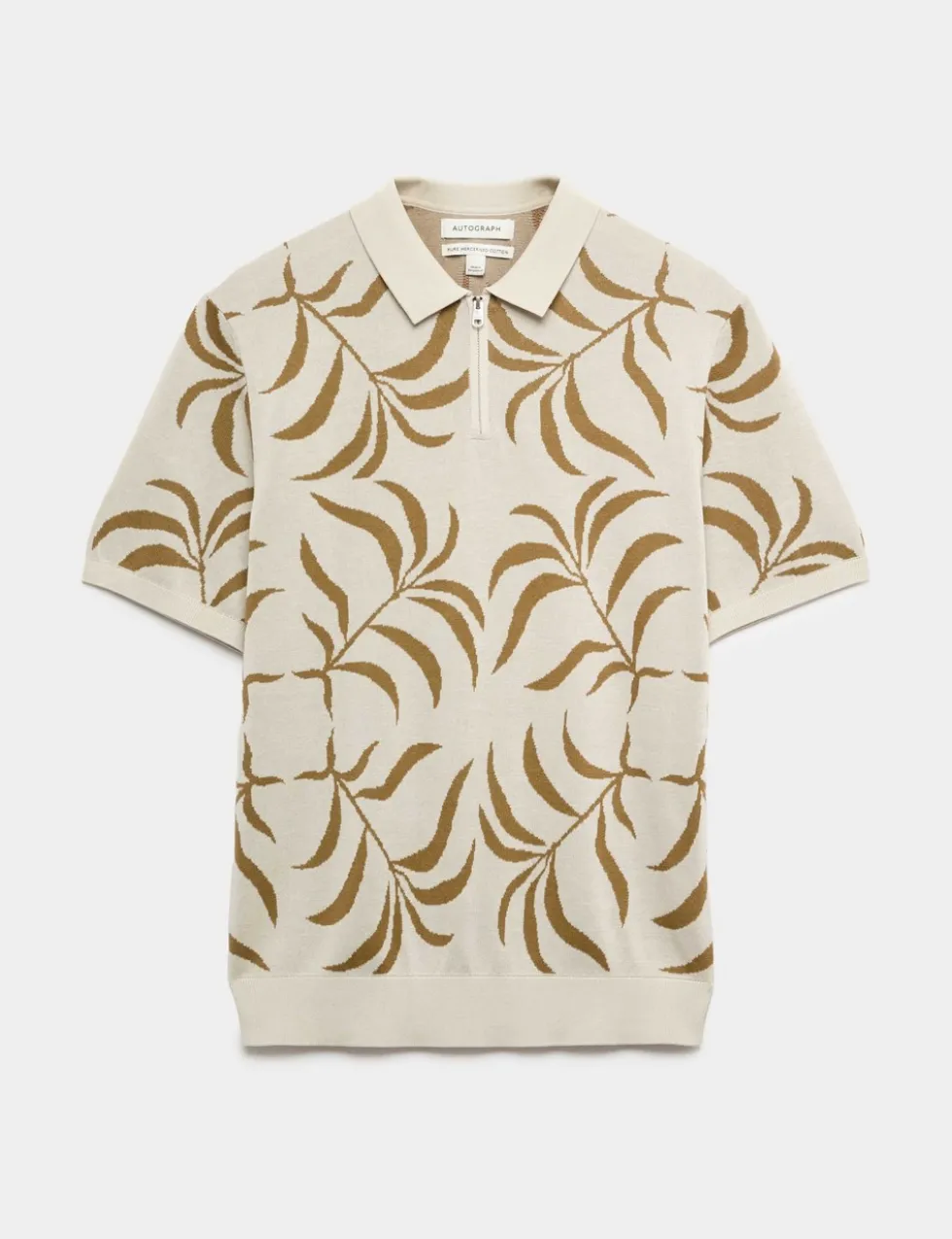 Mercerised Cotton Half Zip Knitted Polo Shirt