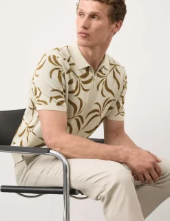 Mercerised Cotton Half Zip Knitted Polo Shirt