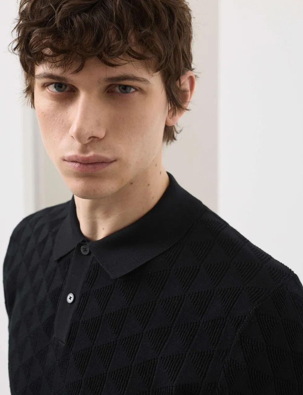 Mercerised Cotton Knitted Polo Shirt