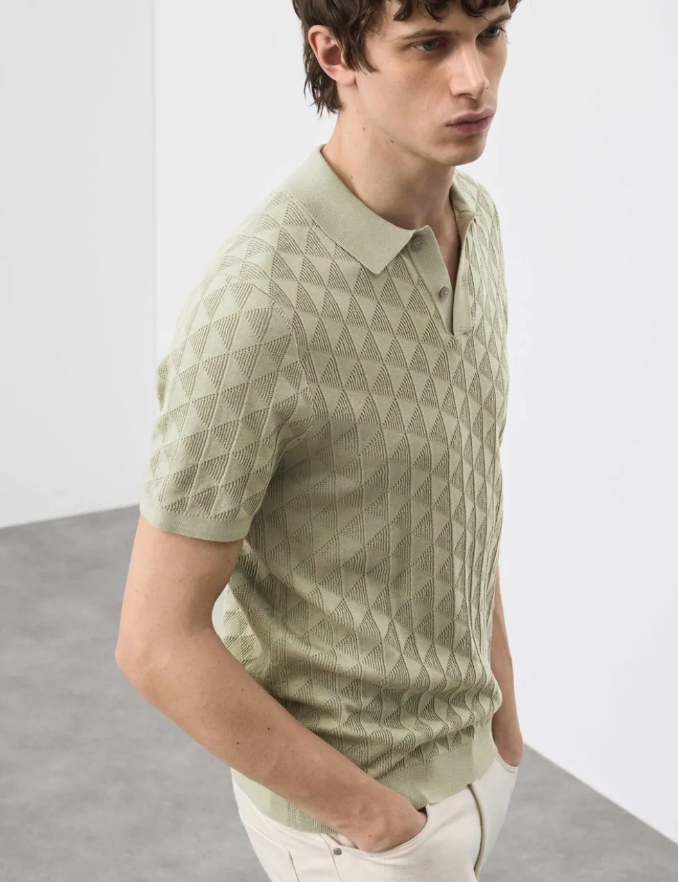Mercerised Cotton Knitted Polo Shirt
