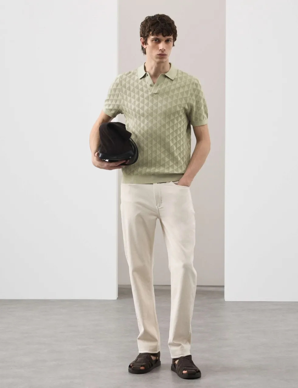 Mercerised Cotton Knitted Polo Shirt