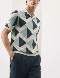 Mercerised Cotton Open Neck Knitted Polo Shirt