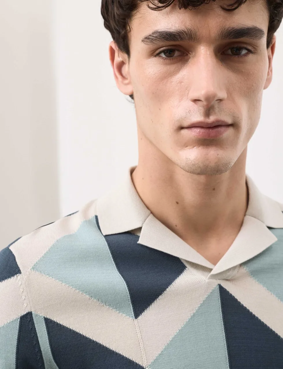 Mercerised Cotton Open Neck Knitted Polo Shirt