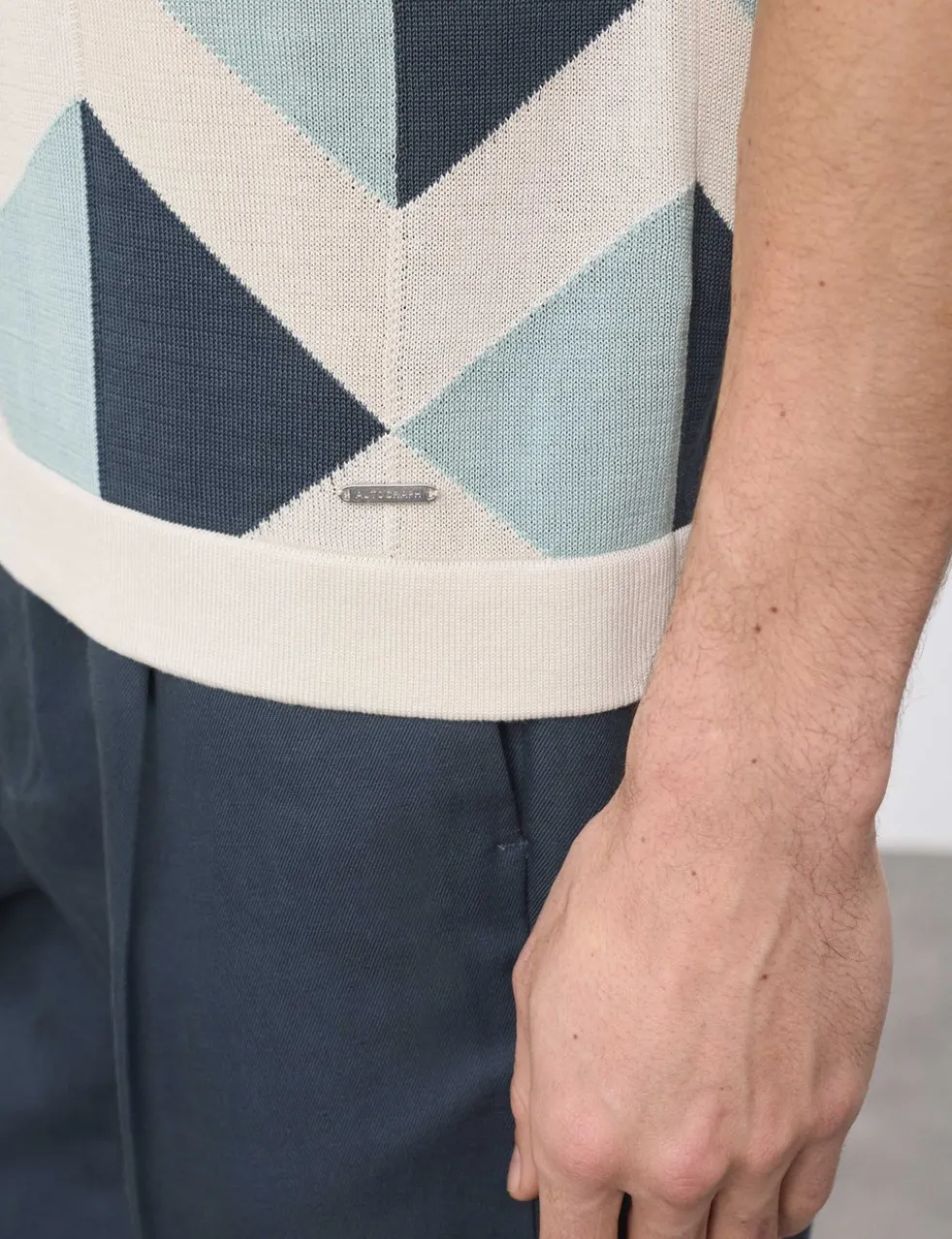 Mercerised Cotton Open Neck Knitted Polo Shirt
