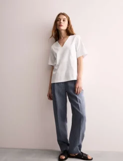 Mercerised Cotton V-Neck Boxy T-shirt