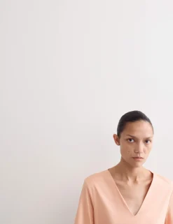 Mercerised Cotton V-Neck Boxy T-shirt