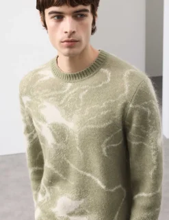 Merino Mohair Blend Pattern Crew Neck Jumper