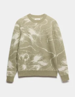 Merino Mohair Blend Pattern Crew Neck Jumper