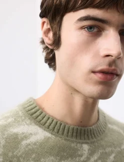 Merino Mohair Blend Pattern Crew Neck Jumper