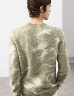 Merino Mohair Blend Pattern Crew Neck Jumper