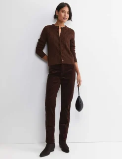 Merino Wool Blend Cable Knit Striped Cardigan