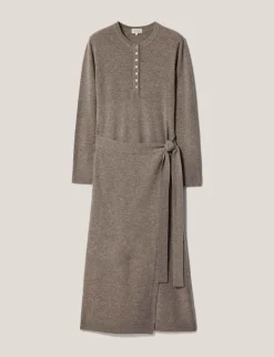 Merino Wool Blend Midi Wrap Dress